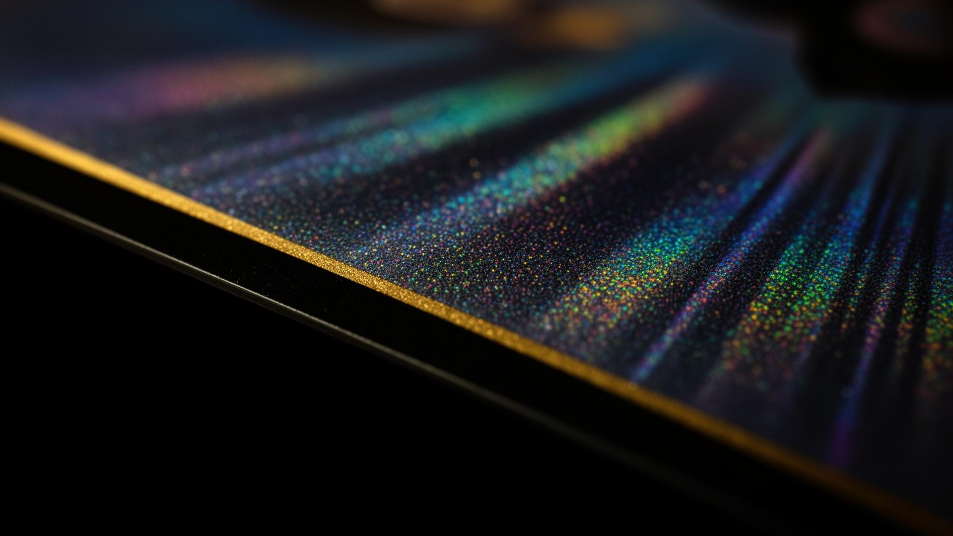 Trading card under microscope